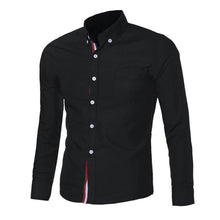 Load image into Gallery viewer, Navy Blue Light White Button Shirt Slim Fit Long Sleeve Men Shirts Famous Brand Social Shirt