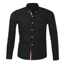 Load image into Gallery viewer, Navy Blue Light White Button Shirt Slim Fit Long Sleeve Men Shirts Famous Brand Social Shirt