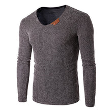 Load image into Gallery viewer, T-Shirt Men Spring Autumn Men Solid Neck Long Sleeve Top Tees T Shirt Slim Male