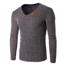 Load image into Gallery viewer, T-Shirt Men Spring Autumn Men Solid Neck Long Sleeve Top Tees T Shirt Slim Male